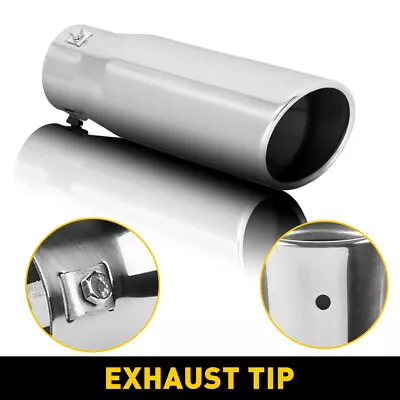 Car Chrome Stainless Steel Rear Round Exhaust Pipe Tail Muffler Tip Replace Kit • $20.99