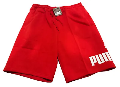 NEW Puma Mens Big Fleece Logo 10 Shorts Red Size Medium Large NWT FREE Shipping • $15.39