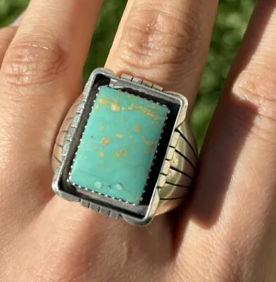 Mens Native American Sterling Silver Turquoise Ring. Size 13 Gift • $299