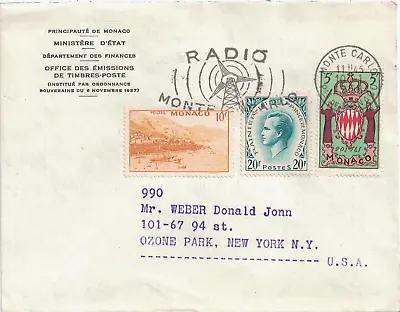 1958 Monte Carlo Monaco Fancy  Radio  Cancel - Cover To New York; Nice Franking • $0.99