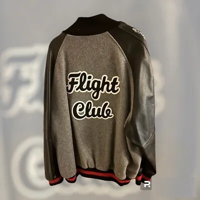 Flight Club Bomber Jacket Wool Jacket / Leather Sleeves Size 52/ 2XL • $150
