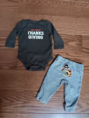 Carters First Thanksgiving Outfit 6 Mos Boy/Girl Fall Turkey Long Sleeve/Pants • $15
