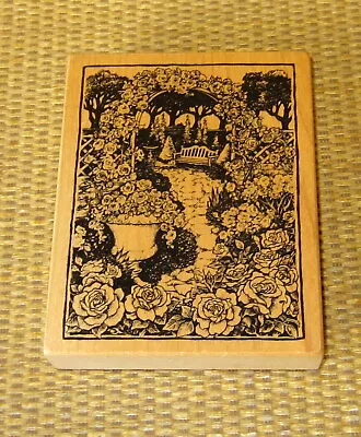 PSX Rubber Stamp | Rose Garden Flower Arbor Park Scene K-2521 • $20.24