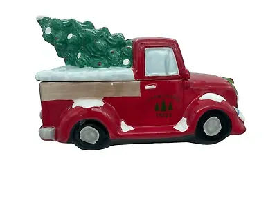 David's Cookie Jar Holiday Farmhouse Red Truck With Green Christmas Tree RARE • $22.97