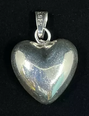 Vintage Lg Sterling Silver Puffy Heart Pendant TAXCO Mexico 925 TB-48 • $34.95