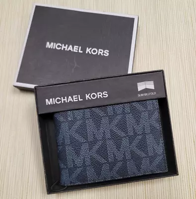 Mens Michael Kors Blue Slim Billfold Wallet With Original Gift Box • $39.99