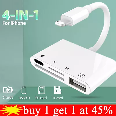 8 Pin To SD Memory Card Reader USB OTG Adapter For IPhone 13 12 11 X XR XS IPad • £5.12