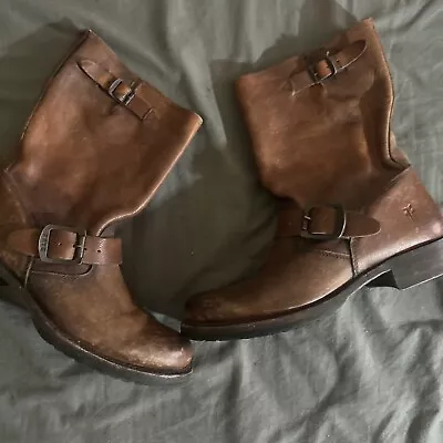 Frye Women's Leather Veronica Short Boots - Classic Brown Stone Size 7.5 B • $49