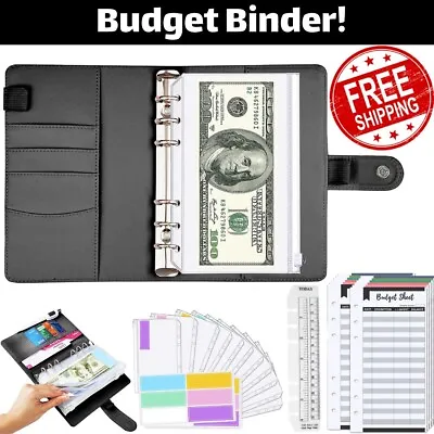 A6 Binder Notebook Cash Budget Planner PU Leather Ring Binder Ring Notebook NEW • $8.89