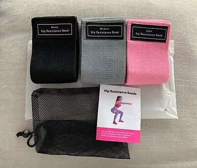 Fabric Resistance Non Slip Exercise Bands For Glutes Hips And Thighs - 3pce Set • $15