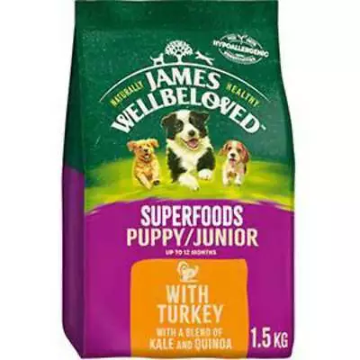 £18.99 • Buy James Wellbeloved Superfoods Dry Puppy & Junior Dog Food Turkey & Kale 1.5kg
