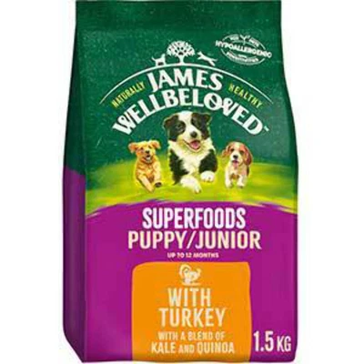£18.99 • Buy James Wellbeloved Superfoods Dry Puppy & Junior Dog Food Turkey & Kale 1.5kg