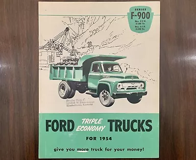 1954 Ford Triple Economy Trucks F-900 Original Dealer Sales Brochure • $8.50