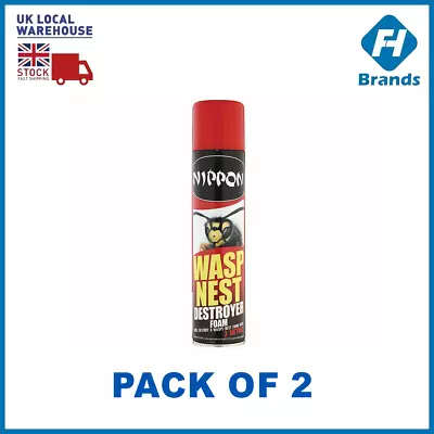 Wasp Nest Destroyer Foam Killer Spray Covers 3metres 300ml Pack Of 2 -Nippon • £11.98