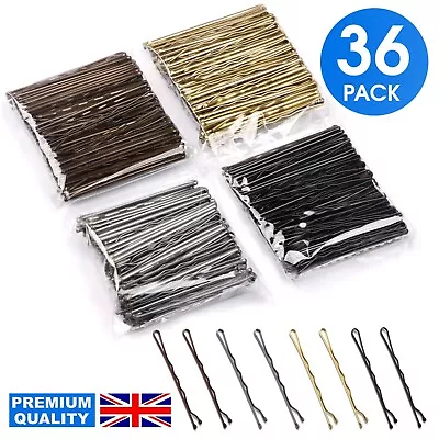 £2.95 • Buy 36 Waved Hair Pins Black Blonde Brown Bun Pins Hair Slides Kirby Grips 5.3cm