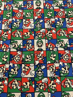1/2 Yard Of Fabric--100% Cotton--Mario And Luigi Tiles--Super Mario Bros Fabric • $8