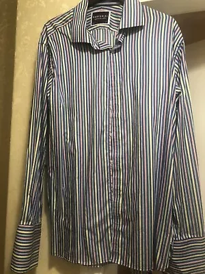 Mens “sartorial@m&s”shirt Collar 18.1/2 Blue Green Yellow Red Stripes  • £3.99