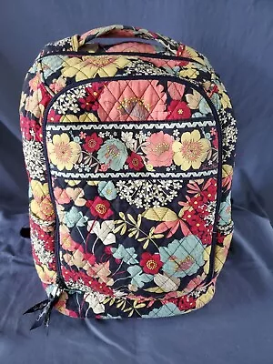 Large Quilted Vera Bradley Laptop Backpack--- Colorful Happy Snails Floral Print • $15