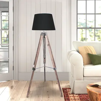 $159.50 • Buy Sarantino Timber Tripod Floor Lamp Adjustable Height Taper Fabric