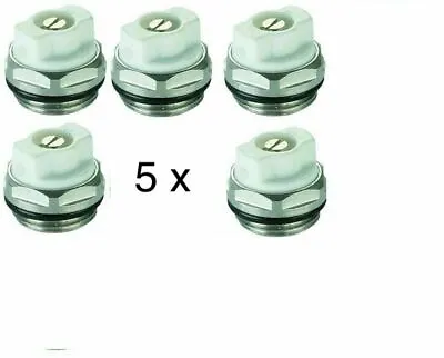 5 Pcs White 1/2  Inch Manual Radiator Air Vent Bleed Plug Valve • £8.99