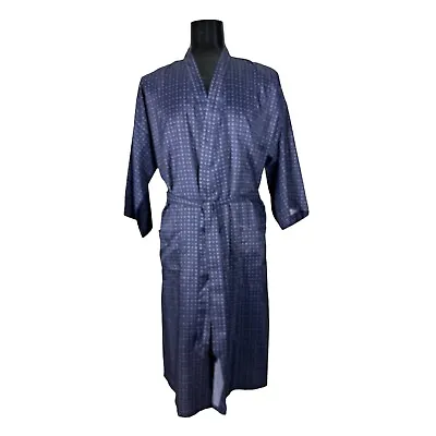 Vintage 80’s Pierre Cardin Geo Print Judo Style Smoking Jacket Robe Sz L/XL Blue • $29.39