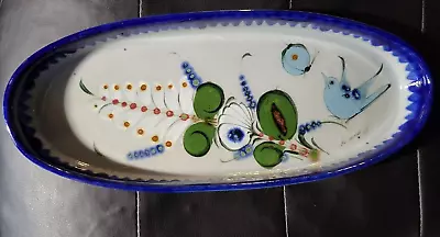 Tonala Blue Bird Ken Edwards Mexican Folk Art Pottery Oblong Oval Platter Tray • $59.99