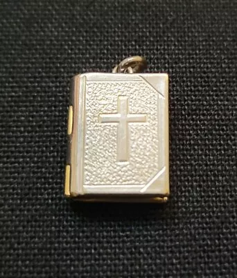 Vintage Mid-Century Pure Silver Plate Brass Lords Prayer Charm Pendant • $15