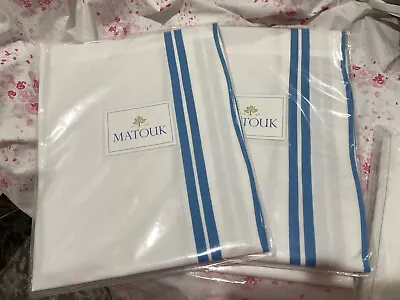 $380 Matouk Italy New 2pc Standard Shams River 500TC Bright Sky • $125