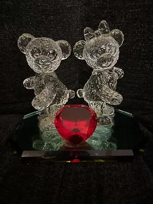 DISNEY WORLD Arribas Brothers Crystal Duffy & Shelliemay Bear Figures • $199.99