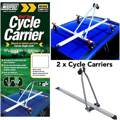 2 X Maypole Car Roof Mounted Upright Cycle Bike Travel Rack Holder Carrier -15kg • £39.99