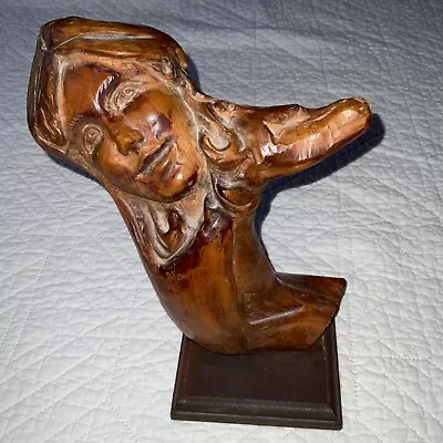 Vintage Womans Portrait Statue Sculpture Mid Century Modern Art Root Burl Wood • $120