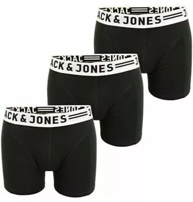 £22.99 • Buy Jack & Jones Mens Designer Boxer Shorts 3 Pack King Size Trunks Black Comfort