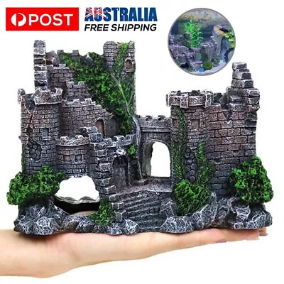 Hiding Cave Resin Castle Tower Aquarium Fish Tank Ornament Rock Cave Landscape • $32.88