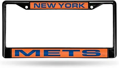 New York Mets Black Metal License Plate Frame Tag Cover Laser Acrylic... • $21.81
