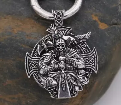 DA Men's Silver Norse Viking Double Dragon Pendant Necklace Silver Chain 24  • $14