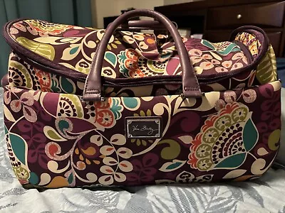 Very RARE Vera Bradley Pattern “plum Crazy” Wheeled Weekend Bag With Handles • $150