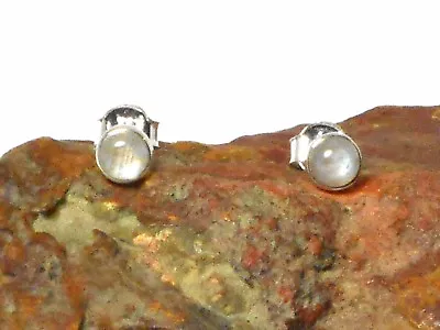 Rainbow MOONSTONE  Sterling Silver 925 Gemstone Earrings / STUDS - 5 Mm • $16.99