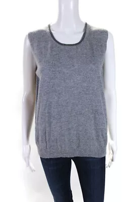 D. Exterior Womens Sleeveless Tank Sweater With Silver Trim Gray Size Large • $55.01