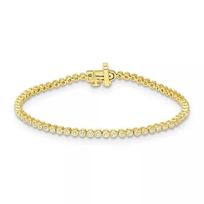 10K Yellow Gold Round 1Ct Natural Diamond Tennis Bracelet 7  For Women • $903.99