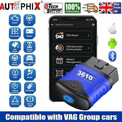 AUTOPHIX 3610 Bluetooth Diagnostic Scan Tool OBD2 Scanner EPB Reset Fit For VW  • £49