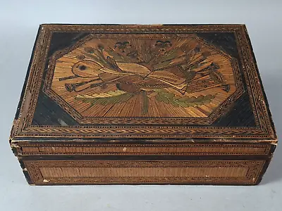 19th Century Straw Marquetry Box Compartment & Drawers • $236.97