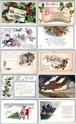 LOT/10 ANTIQUE CHRISTMAS VINTAGE POSTCARDS*EARLY 1900's*CONDITION VARIES #19 • $14.95