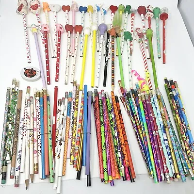 Large Lot Of 80s/90s Vintage Pencils Toppers Sports Holiday Novelty 100+ • $37.41