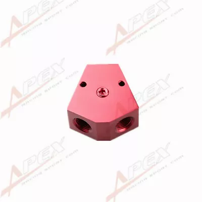 1/2'' Inlet Outlet Female Y-Block Adapter Fitting With 1/8  NPT Gauge Port Red • $11.78