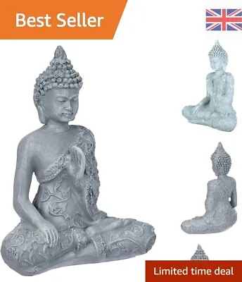 Resin Stone Buddha Figurine - Grey Stone Color Garden Style 10 X 5 X 12 Cm • £8.99
