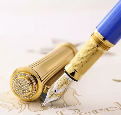 Michel Perchin Diamond South Beach Blue Vermeil LE Fountain Pen - #1/3  • $21800