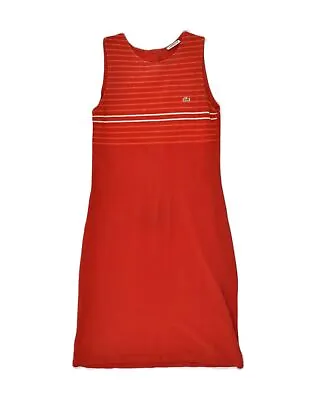 LACOSTE Womens Sleeveless T-Shirt Dress Size 36 Small Red Striped Cotton XB10 • £19.85