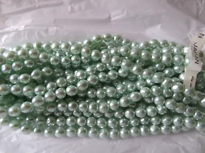 500 Vintage Japanese Round Glass Pearls 6mm Light Aqua • $4.99