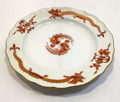 Vintage Dragon Red By MEISSEN (GERMANY) 7  Bread Plate Scalloped Gold Accents -a • $114.99