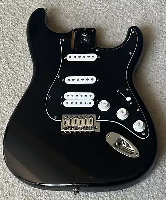 2007 Fender (Starcaster) Stratocaster HSS High Gloss Black FULL 1 3/4  Body NICE • $149.99